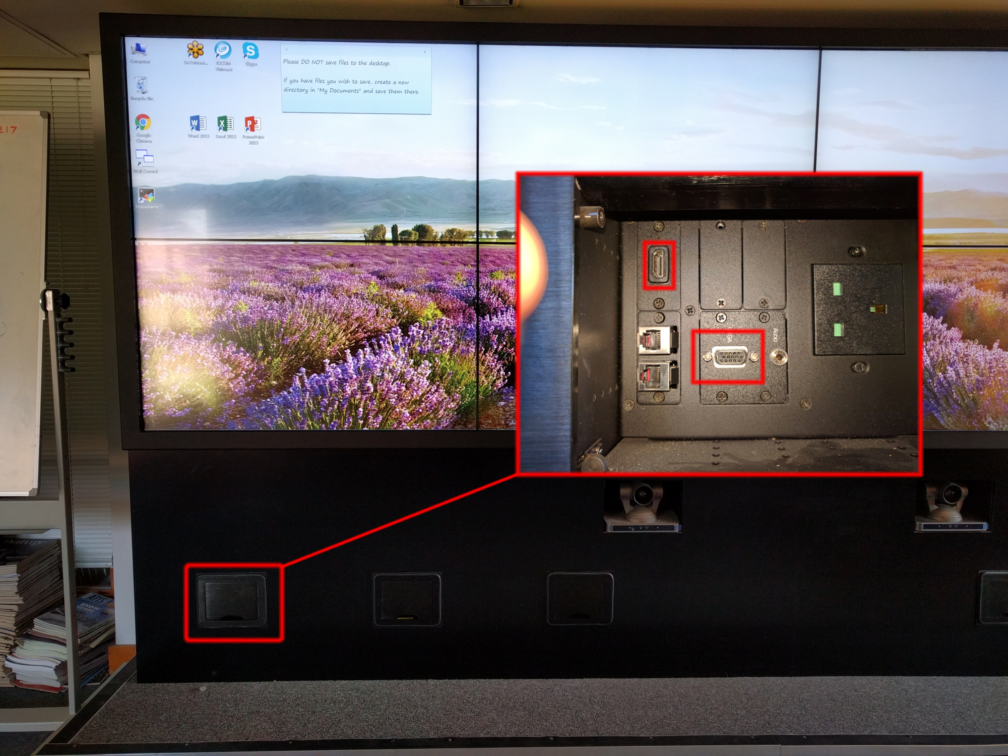 The location of the VGA and HDMI ports